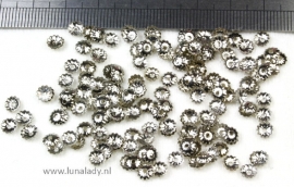 Bead caps  platinumkleur 5x1,5 mm. ± 200 stuks.F