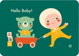 ansichtkaart Hello Baby groen - BORA illustraties