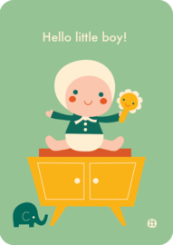 ansichtkaart Hello Little boy- BORA illustraties