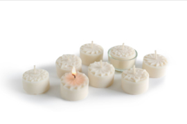 box of 25 rapeseed wax tealights flowers