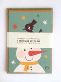 4 vintage christmas kaarten - BORA illustraties