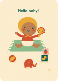 ansichtkaart Hello baby! playtime - BORA illustraties