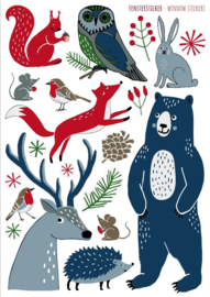 Herbruikbare raamstickers Forest animals