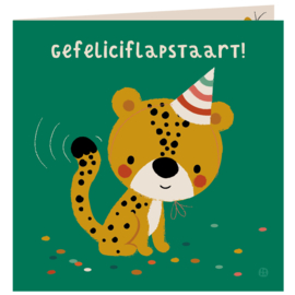 wenskaart Gefeliciflapstaart Cheeta - BORA illustraties
