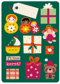 set van 6 kerst ansichtkaarten - BORA illustraties