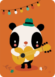 ansichtkaart Panda met gitaar - BORA illustraties