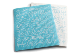 Babongo vaatdoek Travel blue on white - biologisch afbreekbaar