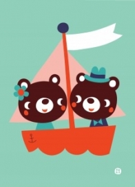 ansichtkaart Bear lovers - BORA illustraties