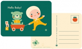 ansichtkaart Hello Baby groen - BORA illustraties