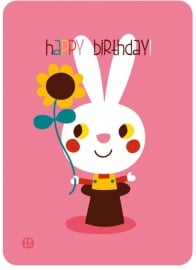 Happy birthday! postcard with envelope Rabbit - BORA illustrations