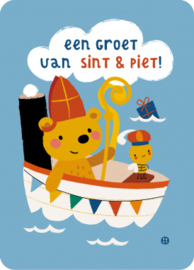 een groet van sint en piet - stoomboot - BORA illustraties