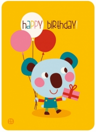 ansichtkaart met envelop Happy birthday! Koala - BORA illustraties