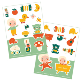 2 stickervellen a6 Hello Baby - Bora illustraties