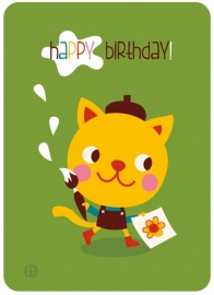 ansichtkaart met envelop Happy birthday! Poes - BORA illustraties