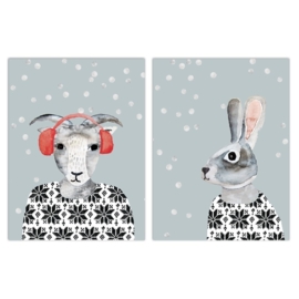 Set van 2 ansichtkaarten Winterdieren - Nuukk