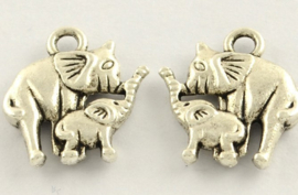 Bedel olifant met baby olifant 15 x 14 mm