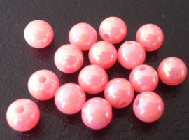 100 Kralen rond 6mm met AB glans oudroze