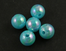 50 Kralen 8mm AB glans turquoise