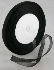 Organza lint 10mm zwart