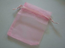 10 x Organza zakjes roze 7 x 9cm