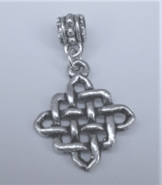 Tibetaans zilveren hanger met vierkant  bedel