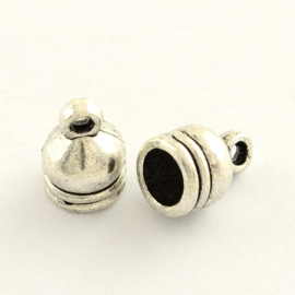 1235  tibetaans zilveren Leer/veter eindkapje 11x8mm