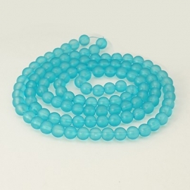 50 Glaskralen frosted donkeraqua 8mm
