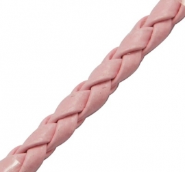 1 meter imitatie leer gevlochten 3mm roze