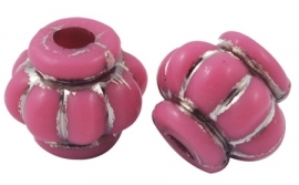 Kralen rond bol roze 10x12mm aantal 15