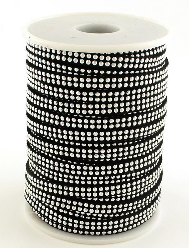 2  meter zwart veter met studs 5x2mm