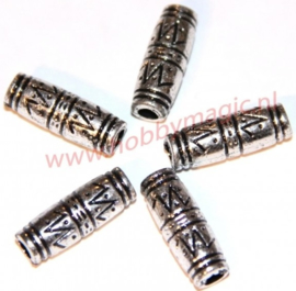 10 kralen metallook langwerpig 13x6mm