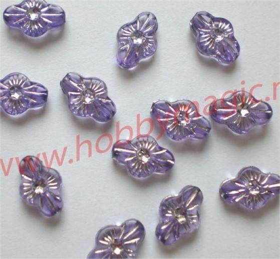 100 Kralen lila ovaal plat strass