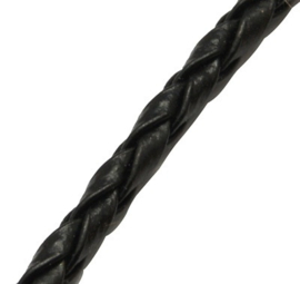 5 meter Imitatie  leer gevlochten 3mm  zwart
