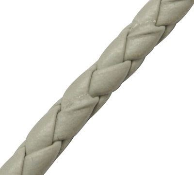 5 meter leer gevlochten 3mm grijs