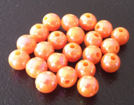 100 Kralen rond 6mm met AB glans oranje