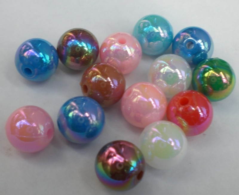 125 x Kralen rond 12 mm gekleurde mix AB glans