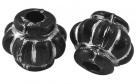 Kralen rond bol zwart 10x12mm aantal 15