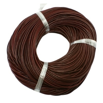 2 meter leer rond 3mm donkerbruin