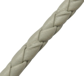 5 meter Imitatie  leer gevlochten 3mm grijs