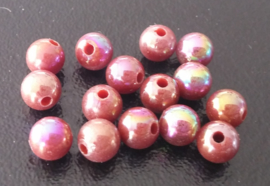 100 Kralen rond 6mm met AB glans bruin