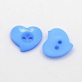 Knoop hart blauw 15x14mm