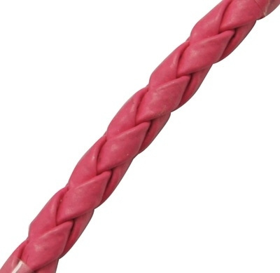 5 meter  leer gevlochten 3mm donkerroze