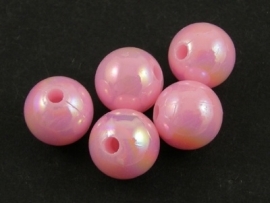 50 Kralen 8mm AB glans roze