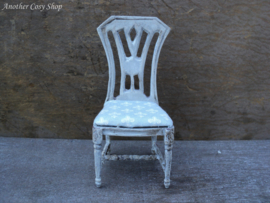 Dollhouse miniature white chair in 1" or 1:12 scale