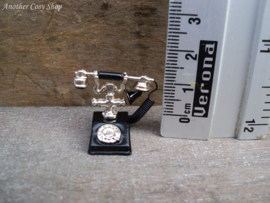 Poppenhuis miniatuur ouderwetse zwarte telefoon schaal 1:12