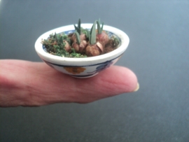 Dollhouse miniature white bowl with flower bulbs 1" scale