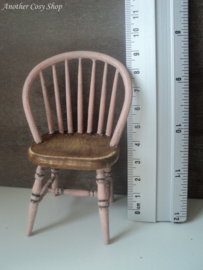 Dollhouse miniature stick back  chair pink 1"scale