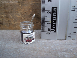 Dollhouse miniature glass jam jar with spoon in 1" scale