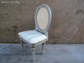 Dollhouse miniature chair with webbing back in French style in 1"scale