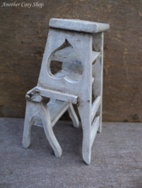 Dollhouse miniature library chair ladder in 1" scale